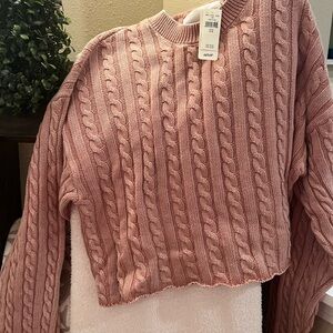 aerie Cropped Cable knit Sweater-size M
